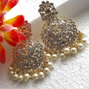 Brand New pair of large kundan earrings for wedding lengha sharara Eid Diwali